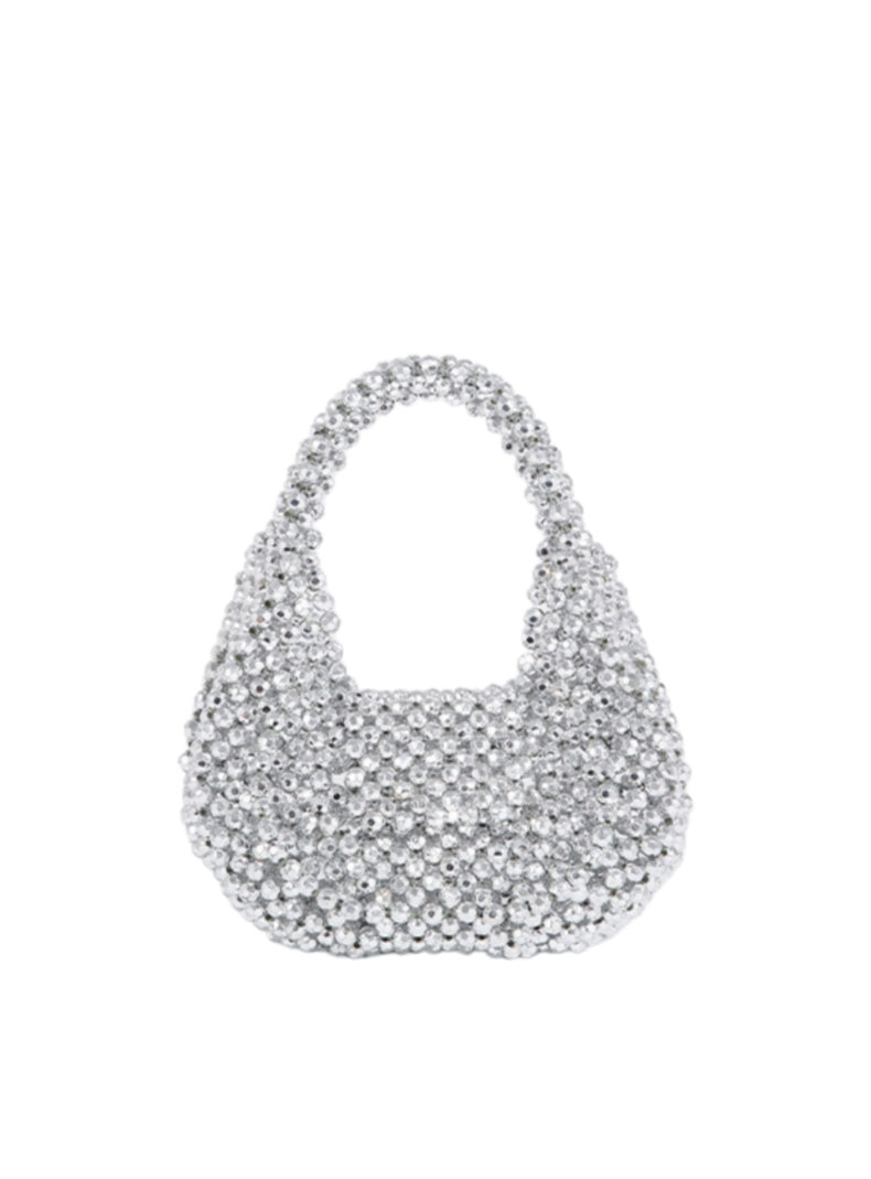 Silver Crystal Beaded Mini Bag