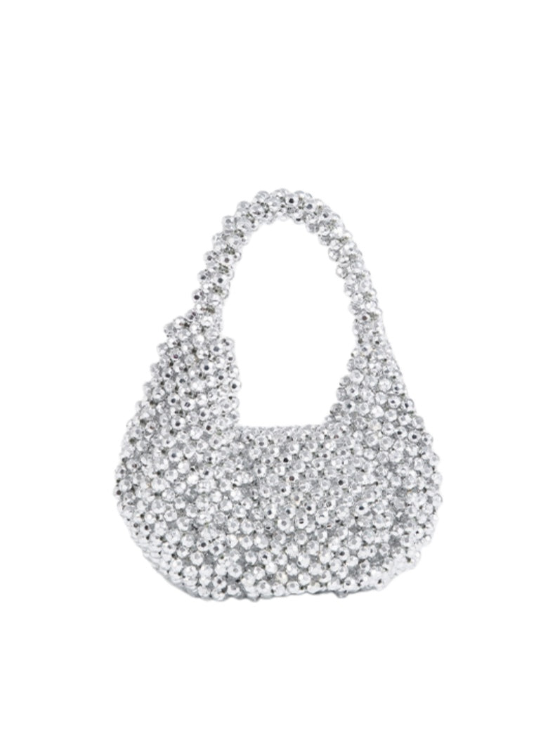 Silver Crystal Beaded Mini Bag