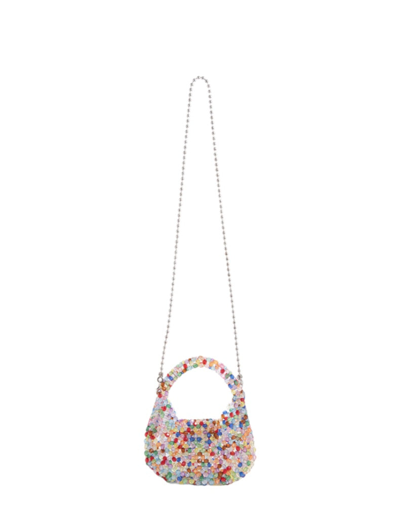 Silver Crystal Beaded Mini Bag