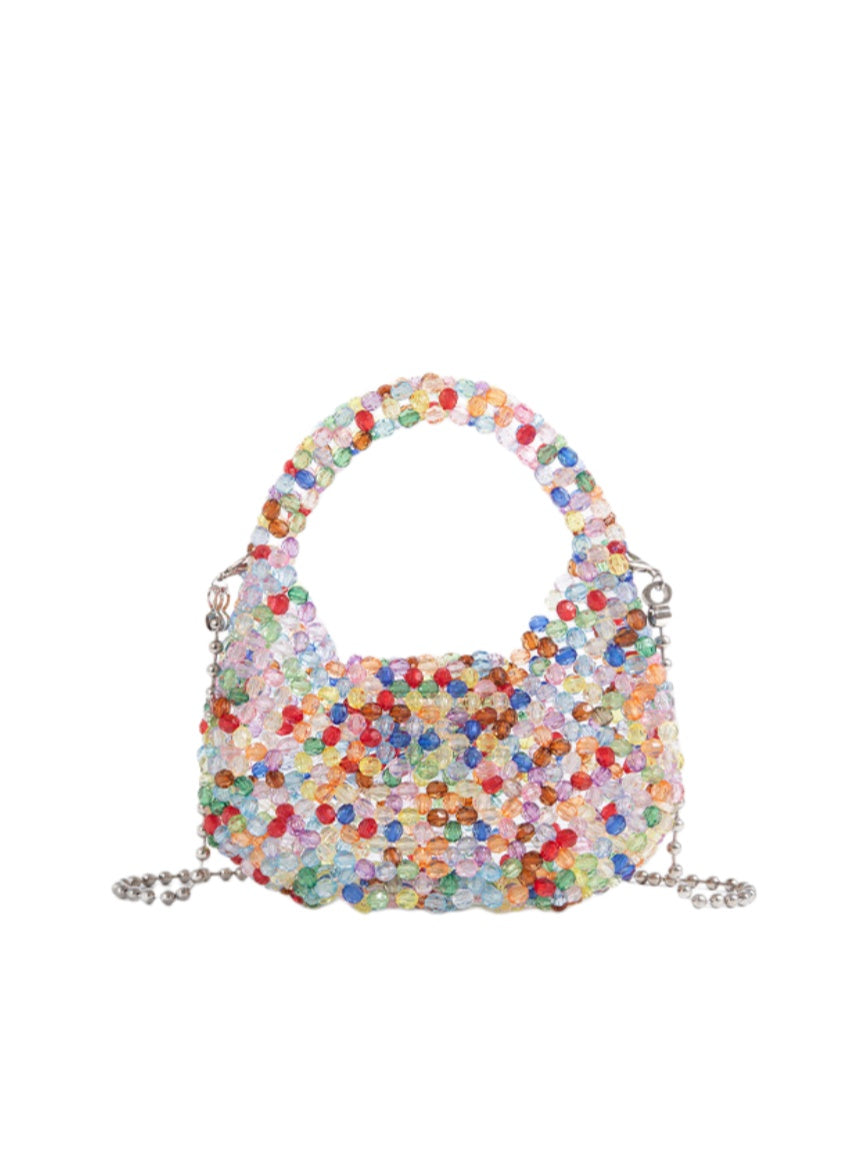 Silver Crystal Beaded Mini Bag
