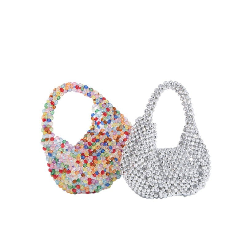 Silver Crystal Beaded Mini Bag