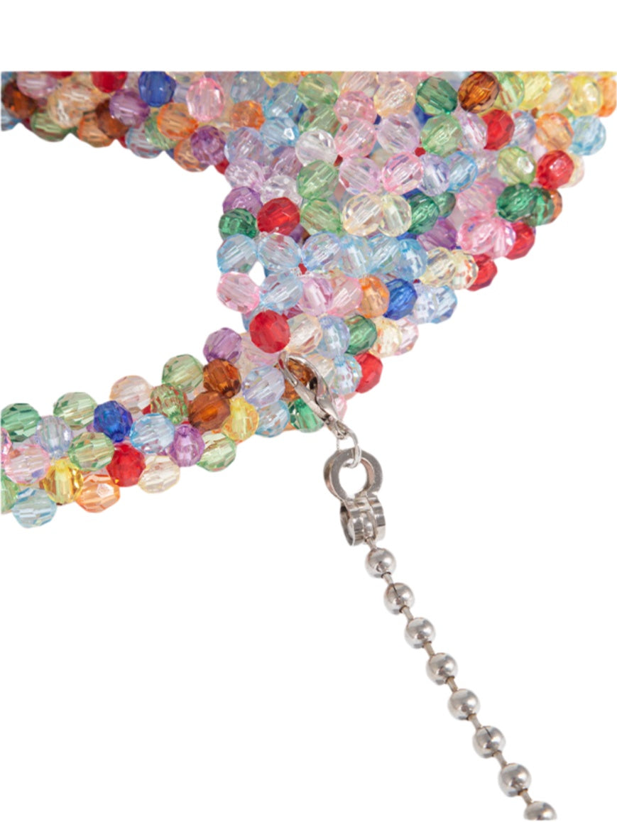 Silver Crystal Beaded Mini Bag