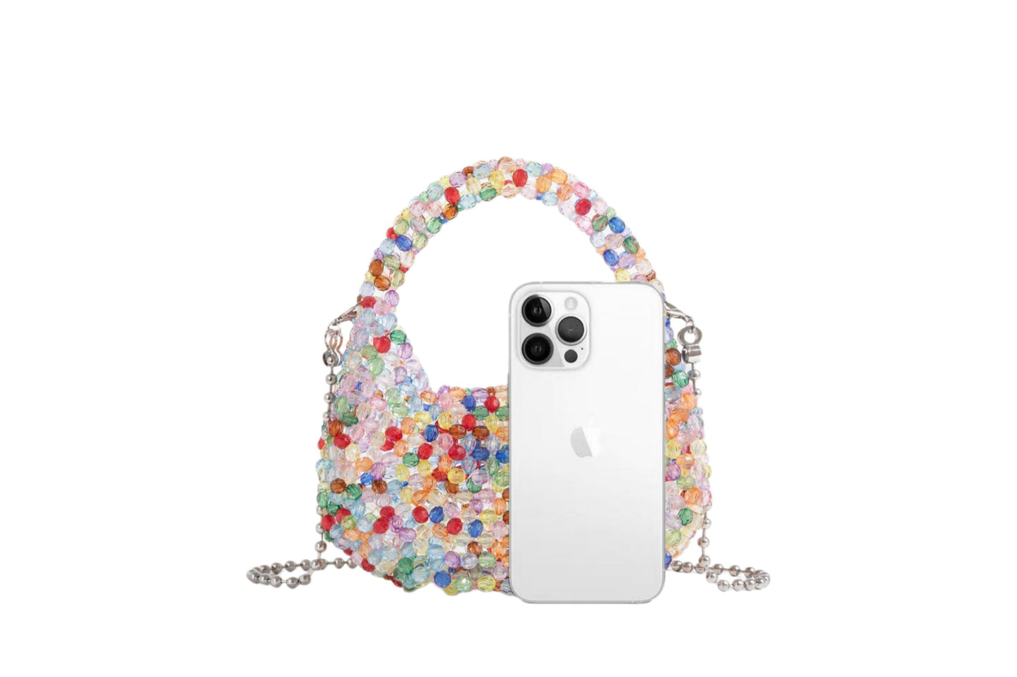 Silver Crystal Beaded Mini Bag