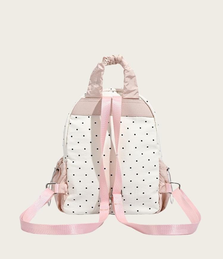 Ribbon Polka Dot Canvas Backpack