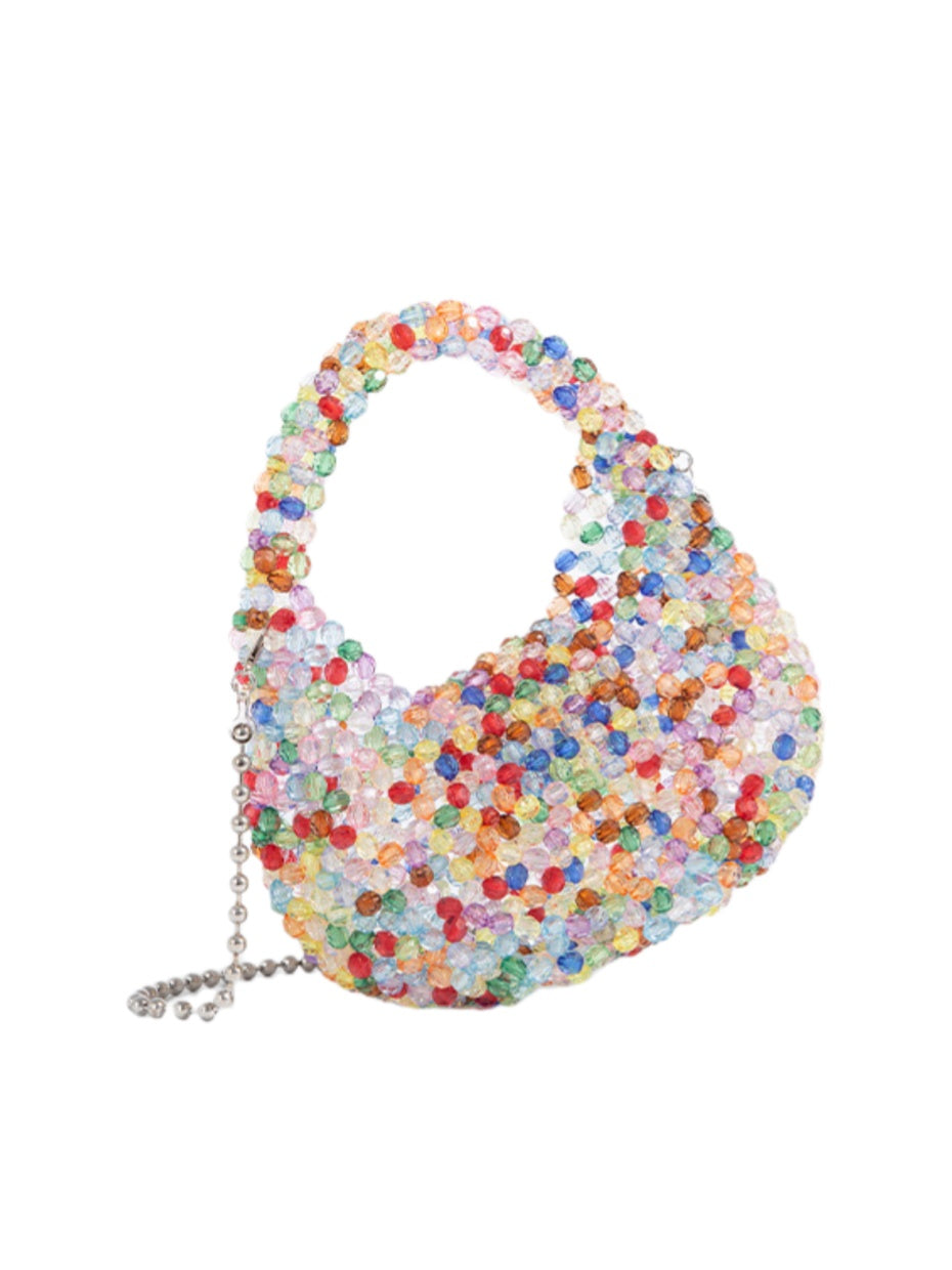 Silver Crystal Beaded Mini Bag