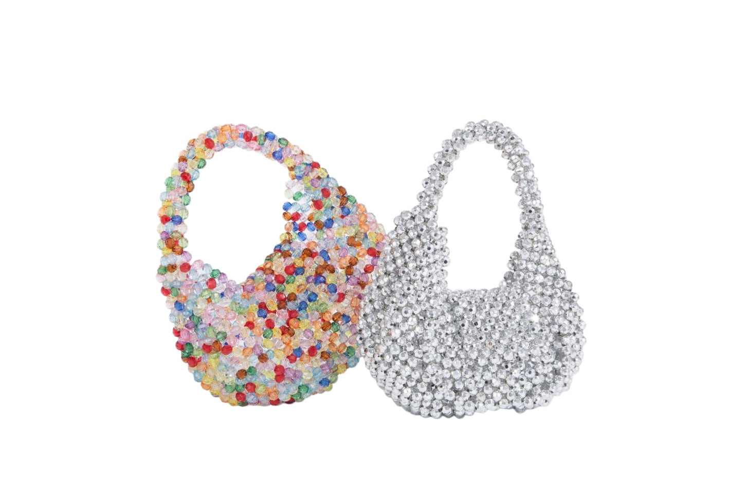 Silver Crystal Beaded Mini Bag