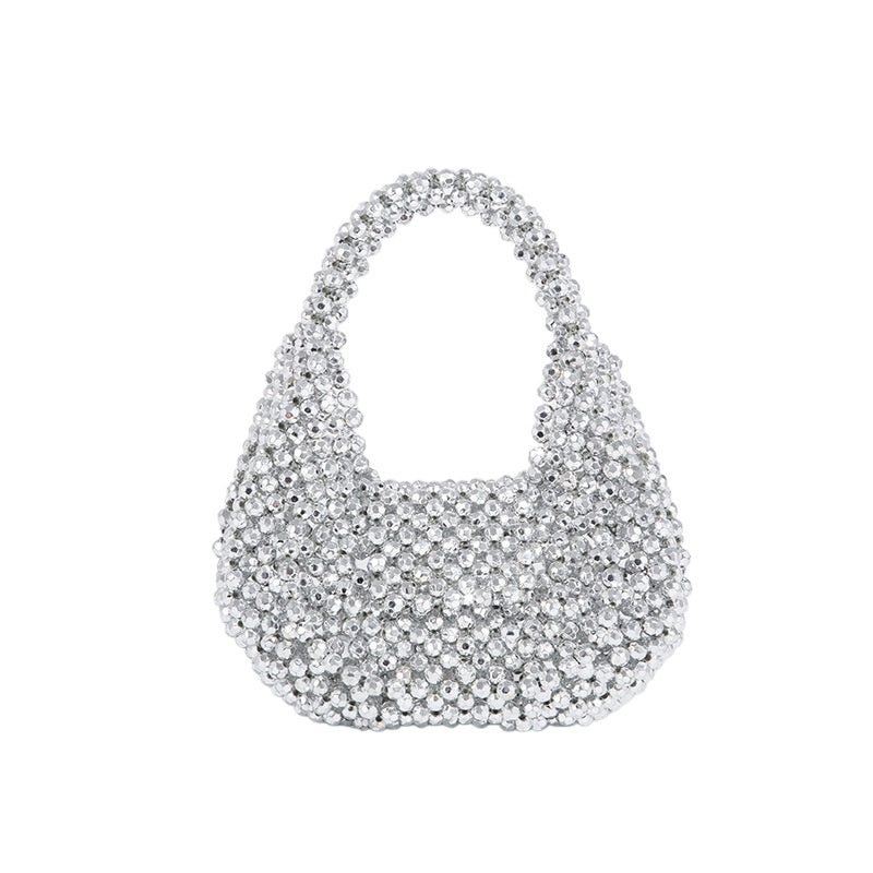 Silver Crystal Beaded Mini Bag