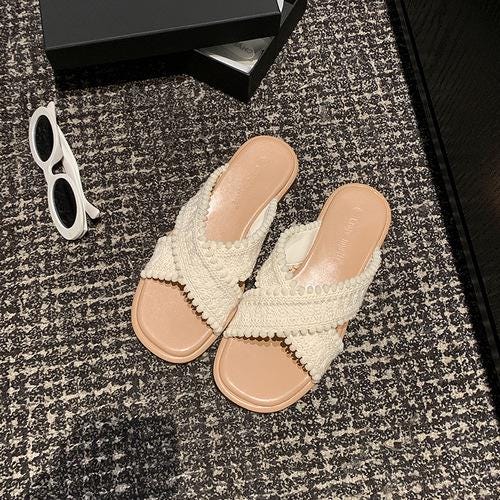 Cross Weave Open-Toe Strap Sandals