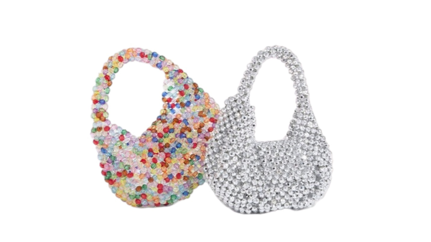 Silver Crystal Beaded Mini Bag