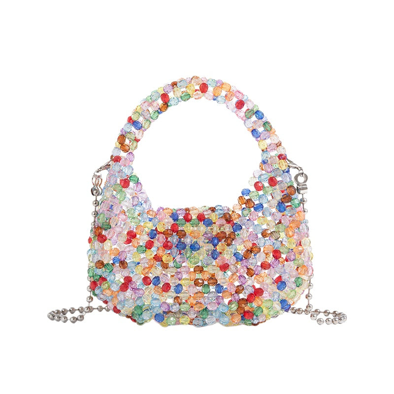 Silver Crystal Beaded Mini Bag