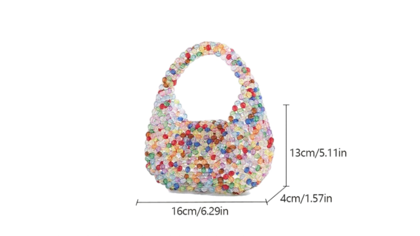 Silver Crystal Beaded Mini Bag