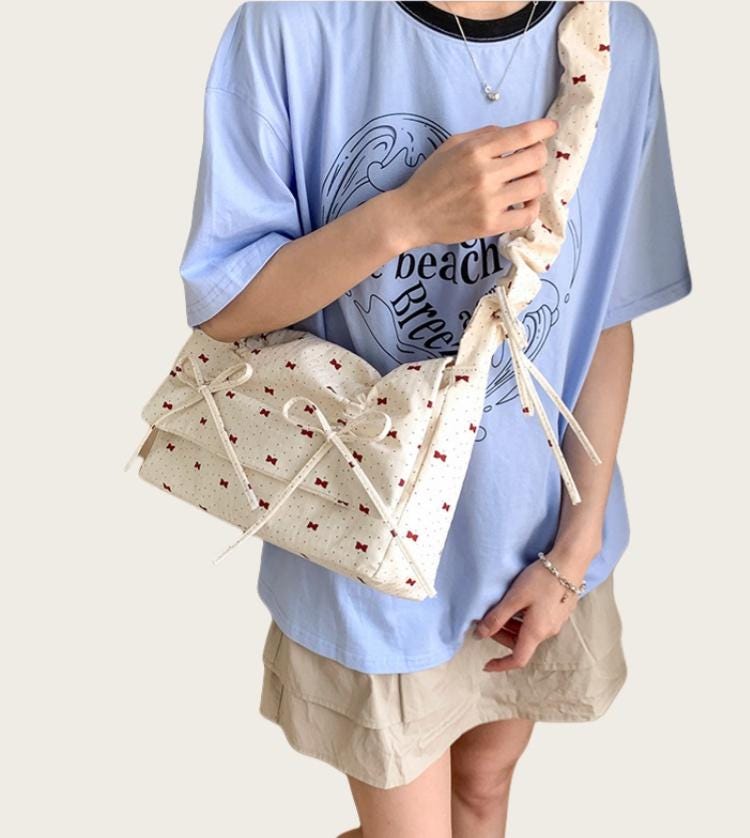 Shirring Canvas Large-Capacity Shoulder Tote Bag