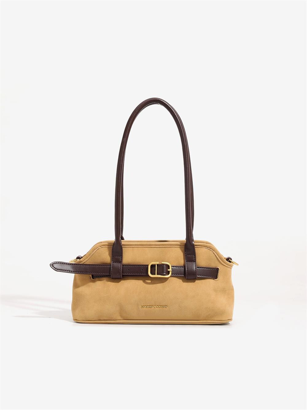 Retro Faux Leather French Baguette Shoulder Bag