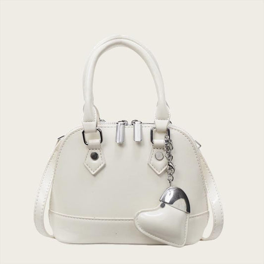 Heart Plated Keyring Fake Leather Shell Tote Sling bag