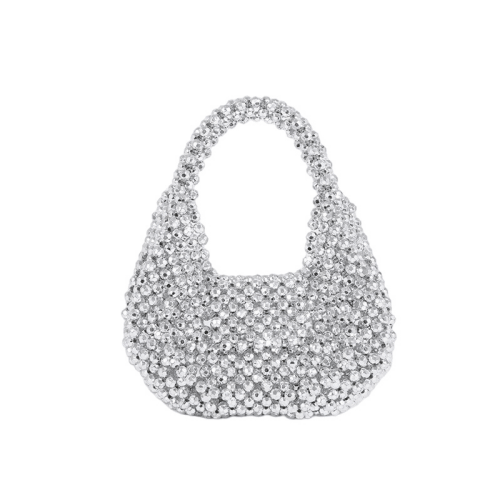 Silver Crystal Beaded Mini Bag