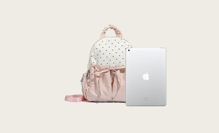 Ribbon Polka Dot Canvas Backpack