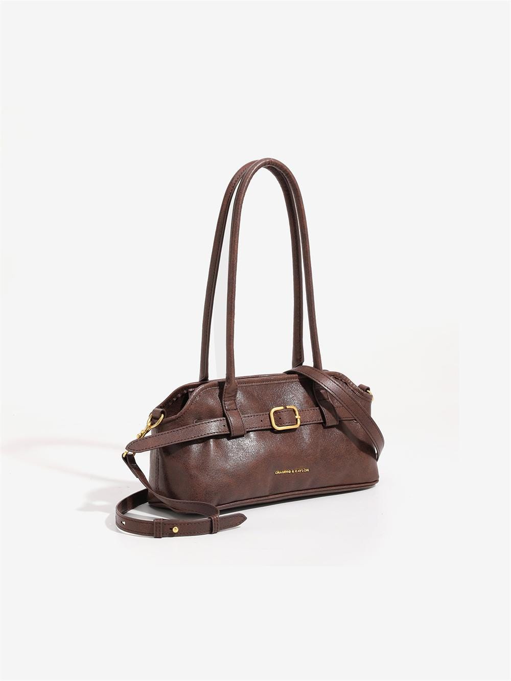 Retro Faux Leather French Baguette Shoulder Bag