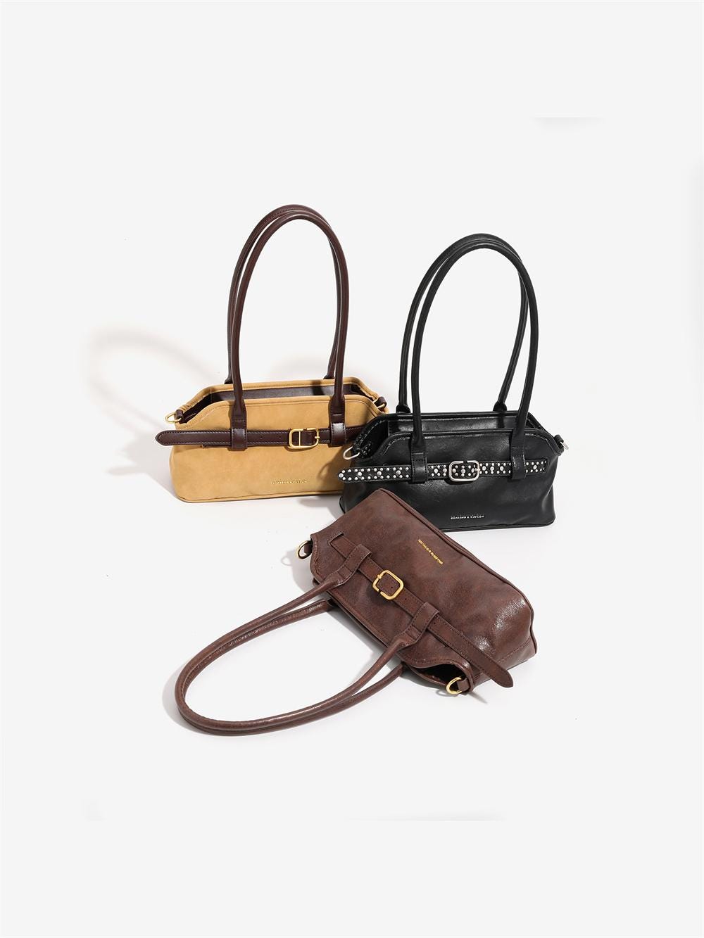 Retro Faux Leather French Baguette Shoulder Bag