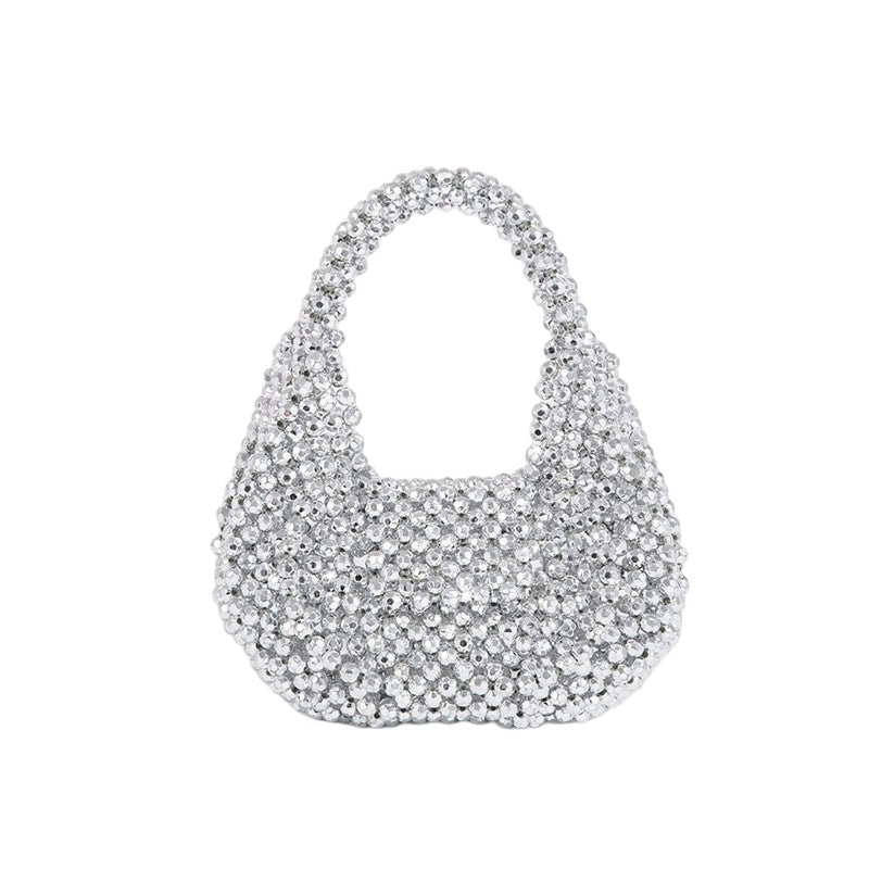 Silver Crystal Beaded Mini Bag